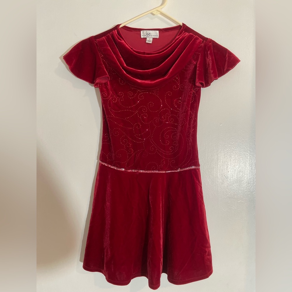 Byer California Red Velvet Dress Kids Christmas Dress